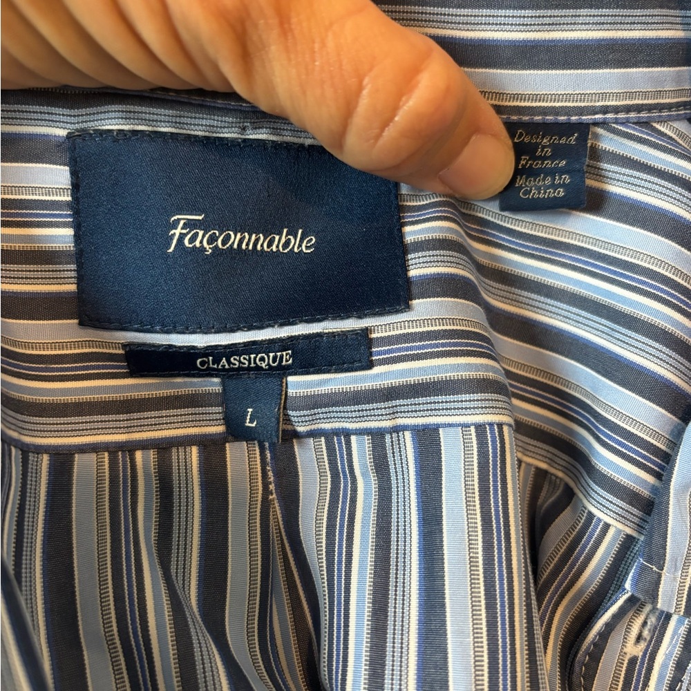 Faconnable Classique Blue Stripped Button Up Dres… - image 3